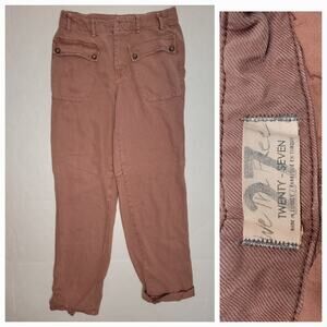 Free People Cargo Straight Balloon Pants Sz 27 High Rise Adjustable Leg Drapey